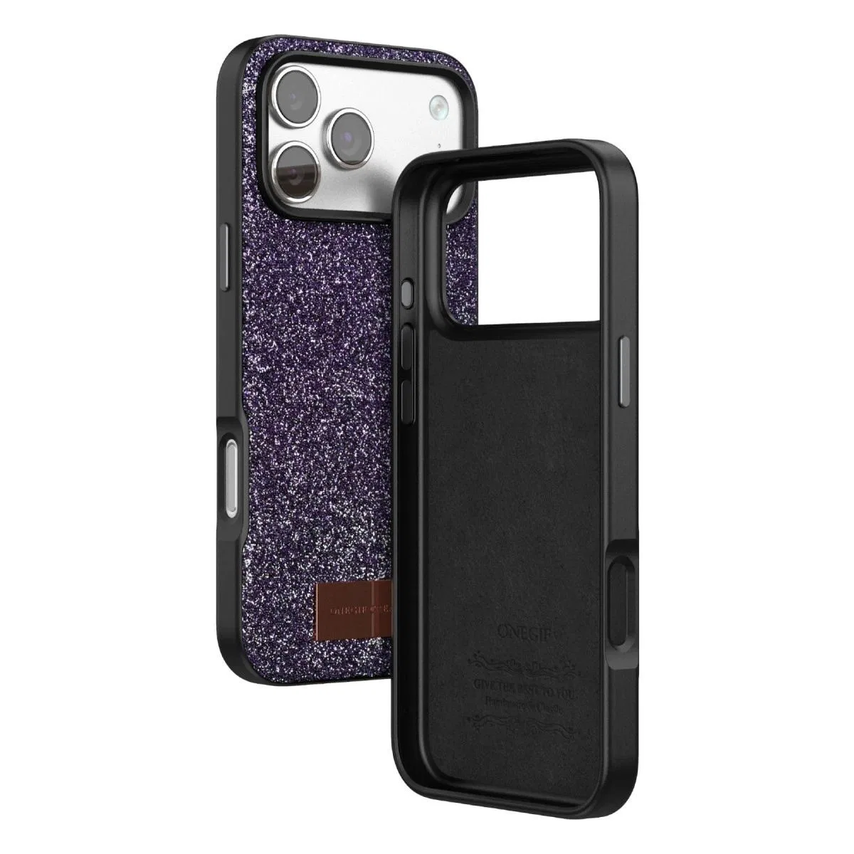 Onegif Apple İphone 17 Pro Bright Simli Kapak - Derin Mor görsel 3