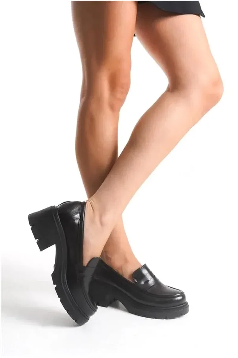 Kadın Rugan Loafer Kırışık Ayakkabı Ayakkabı Tabanlı Yüksek Casual görsel 2