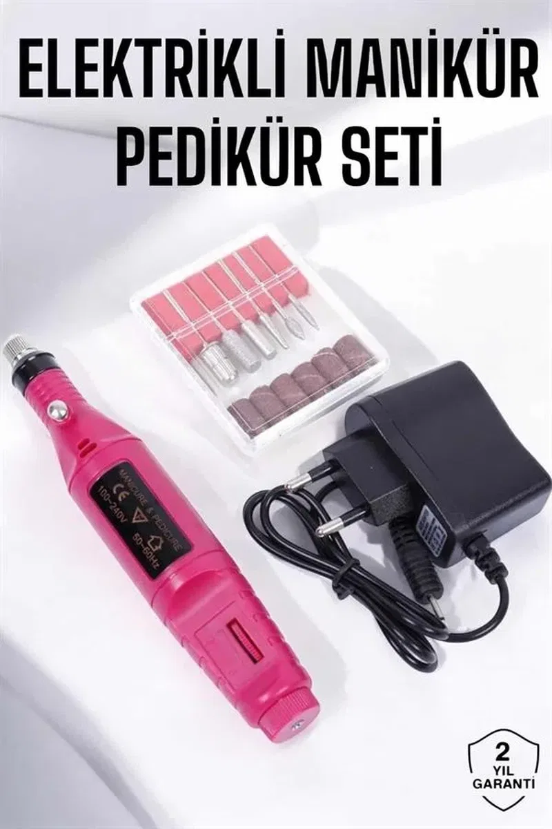Elektrikli Manikür Pedikür Törpü Seti Protez Tırnak Nasır Temizleyici görsel 2