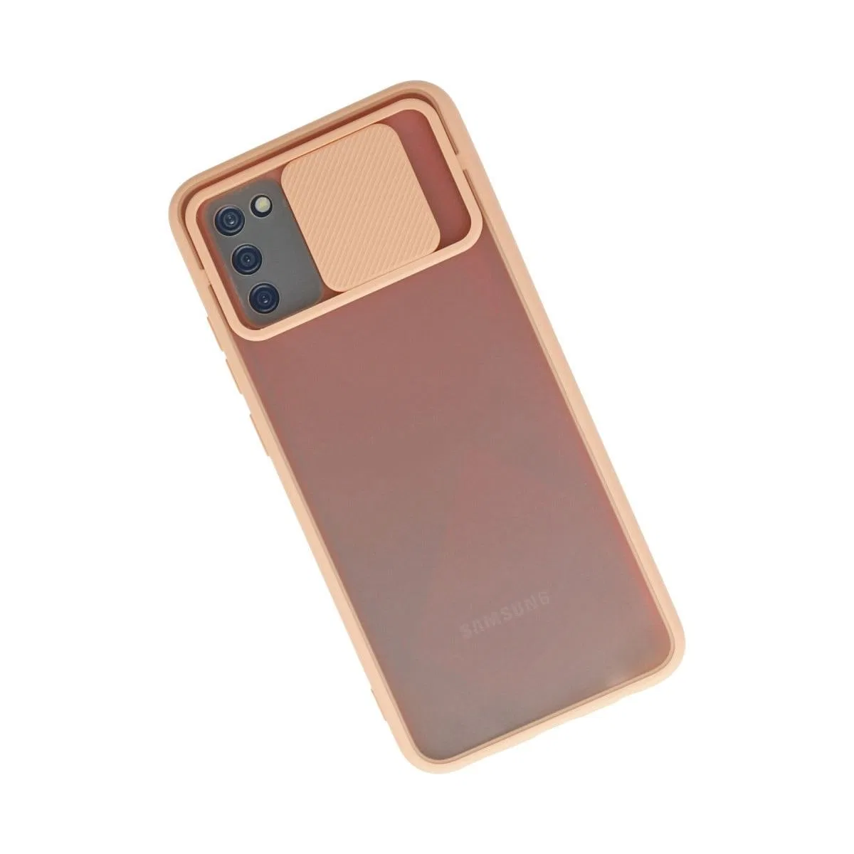 Samsung Galaxy A02s Kılıf Palm Buzlu Kamera Sürgülü Silikon - Pembe görsel 2