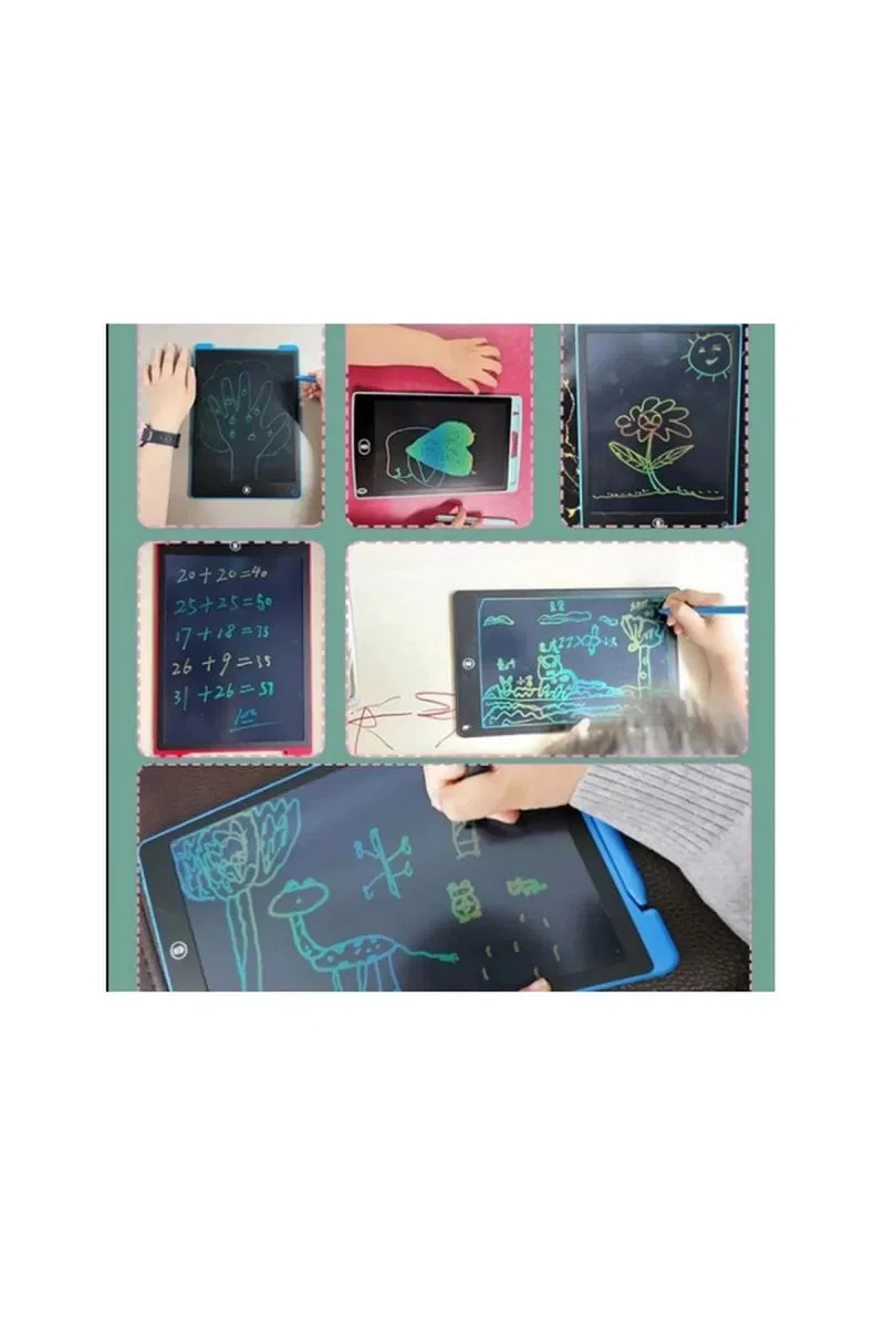 12 Inc Renkli Lcd Grafik Dijital Kalemli Çizim Tableti Yazı Tahta Not Yazma Eğitim Tableti Kırmızı görsel 5