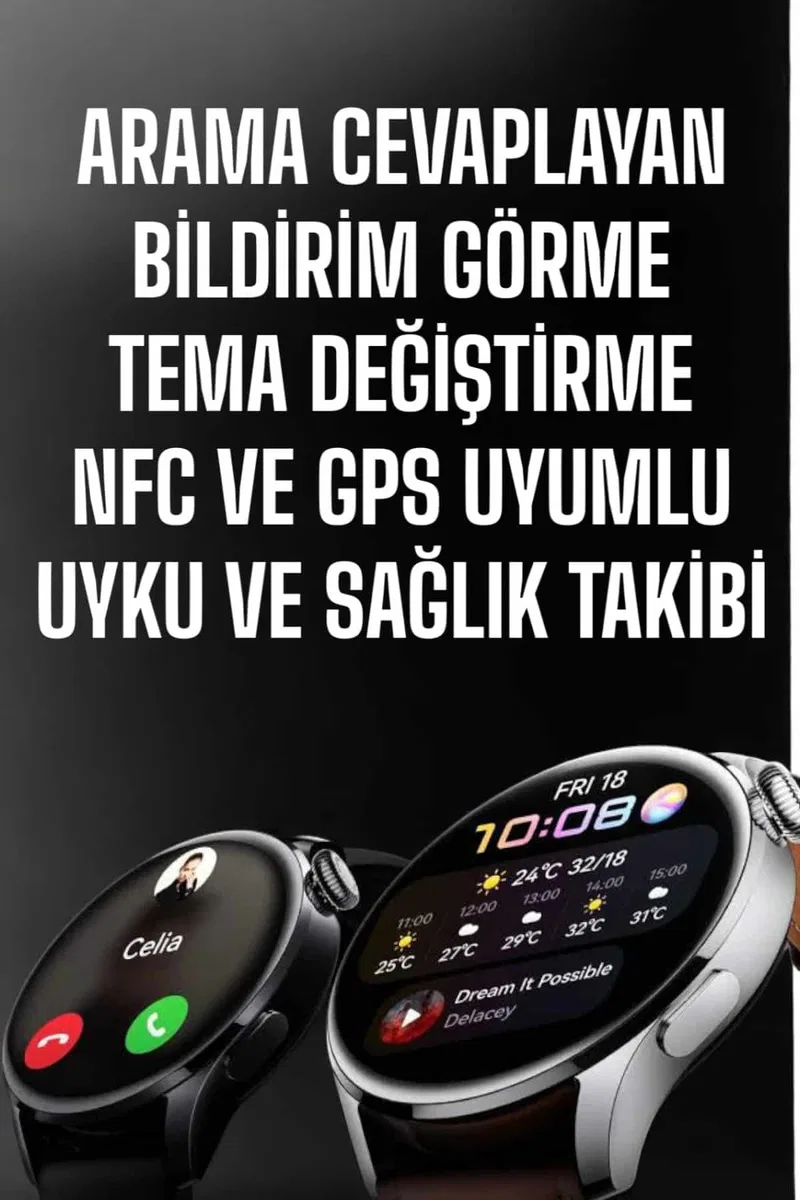 Akıllı Saat Bildirim Görme Amoled Ekran GPS Uyumlu Sesli Görüşme görsel 2