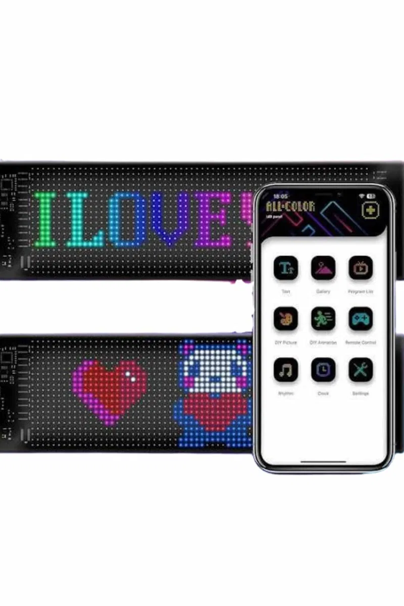 Led Matrix Bluetooth Bağlantılı Araç Camına Uygun Pixsel Görünümlü 16X96 pixel görsel 5
