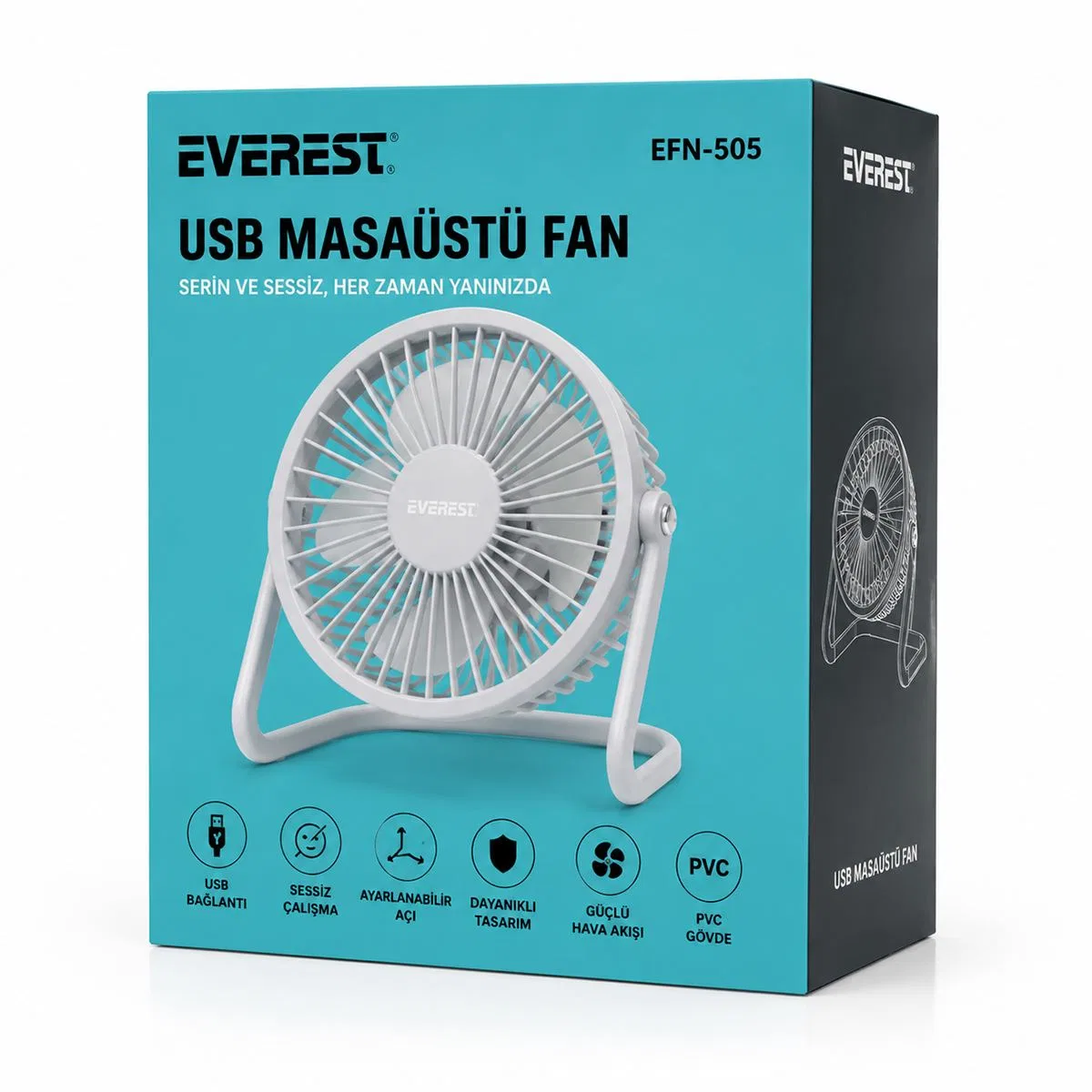 USB Şarjlı Masaüstü Fan 14. 5x14. 1 cm PVC Gövde görsel 4