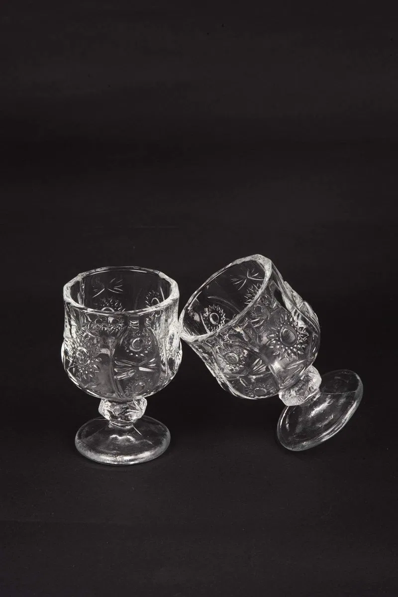 Ayaklı Kahve Yanı Bardağı Kristal Kesim Shot Bardak 7cm x 4 cm 6 Lı Set görsel 5