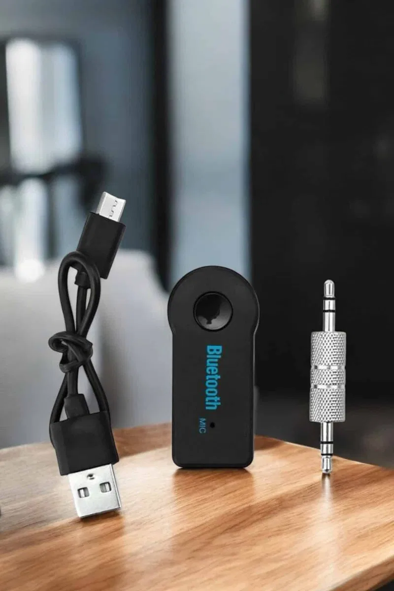 Kablosuz Bluetooth Aux Araç Kiti Siyah Hafıza Kartlı görsel 2