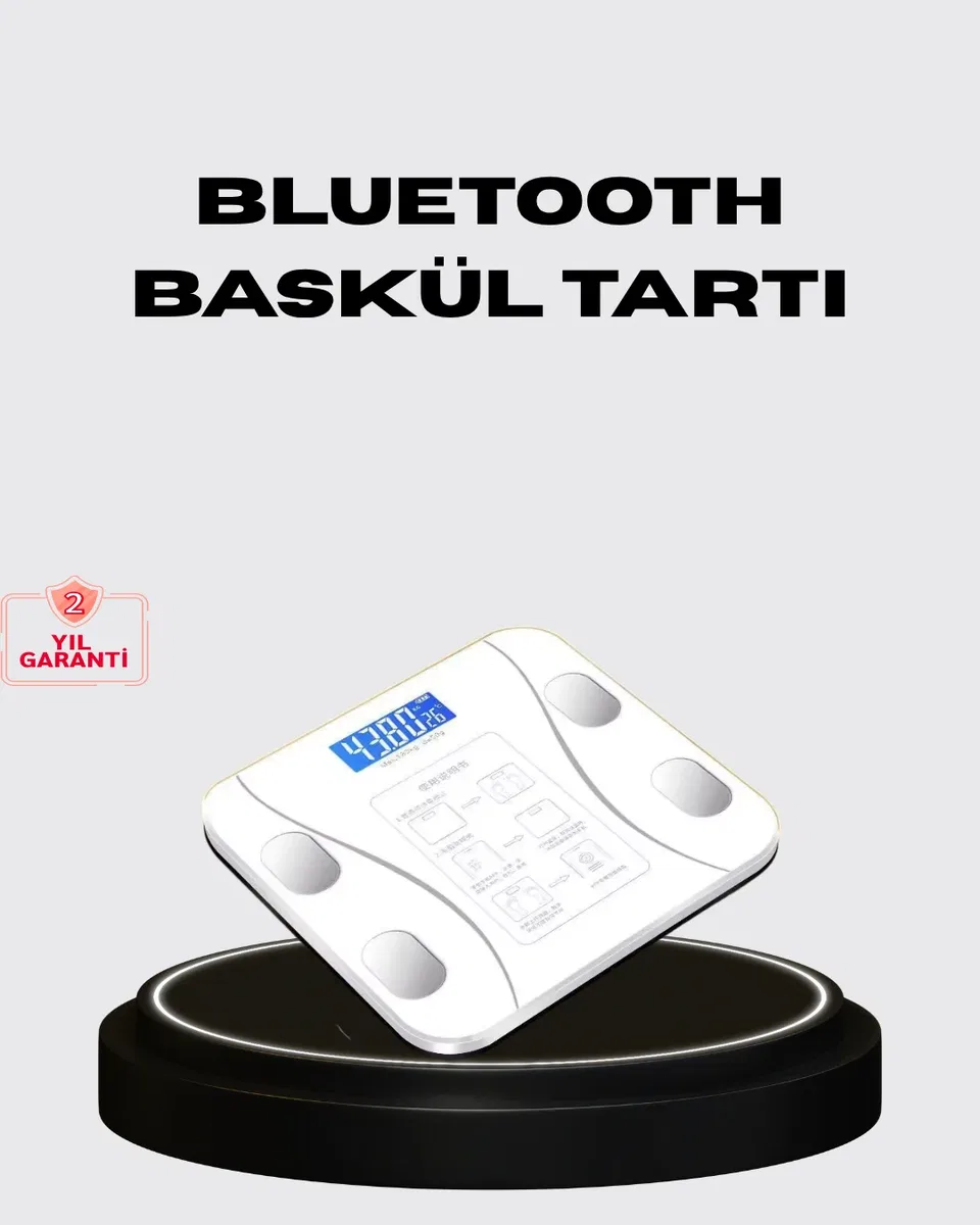 Akıllı Dijital Baskül – Bluetooth Bağlantılı, 8 Ölçüm Verili, Akıllı Vücut iz Tartısı