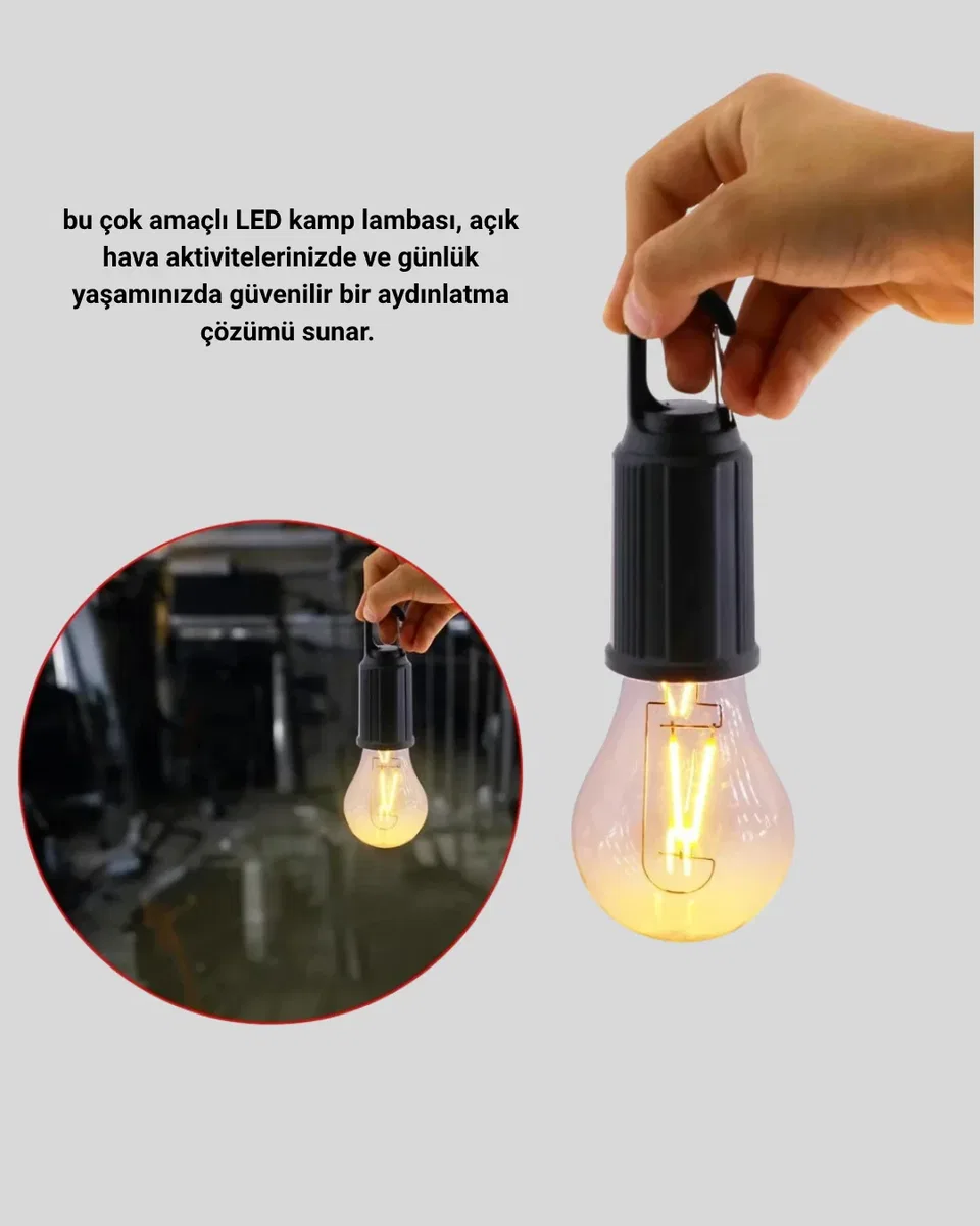 Type-C Şarjlı LED Kamp Lambası – Uzun Ömürlü Pil ve Yüksek Parlaklık görsel 3