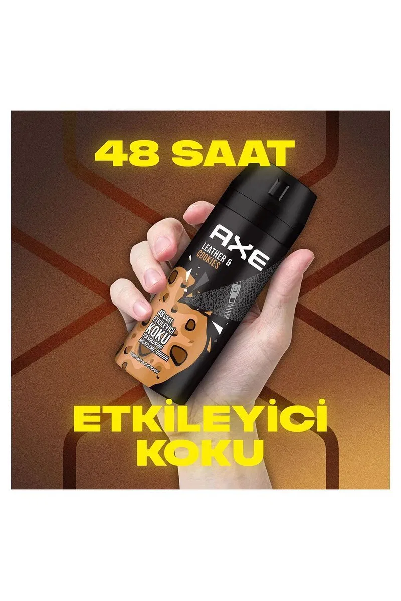 2 Adet Axe Erkek Sprey Deodorant Leather & Cookies 48 Saat Etkileyeci Koku 150 ml görsel 4