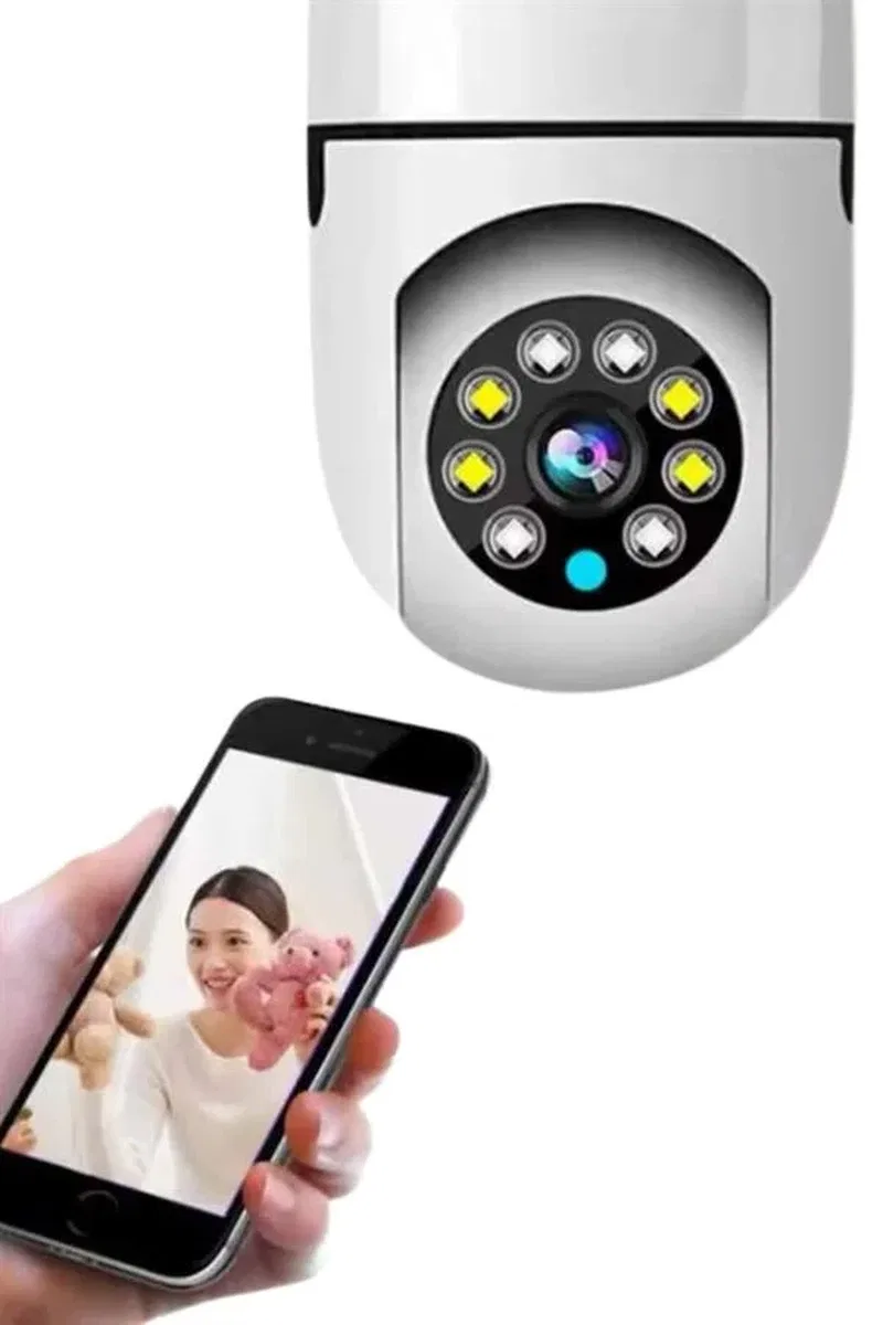 Ev Kamerası Wifi Kamerası Gece Görüşlü Akıllı Ampül Kamera görsel 3