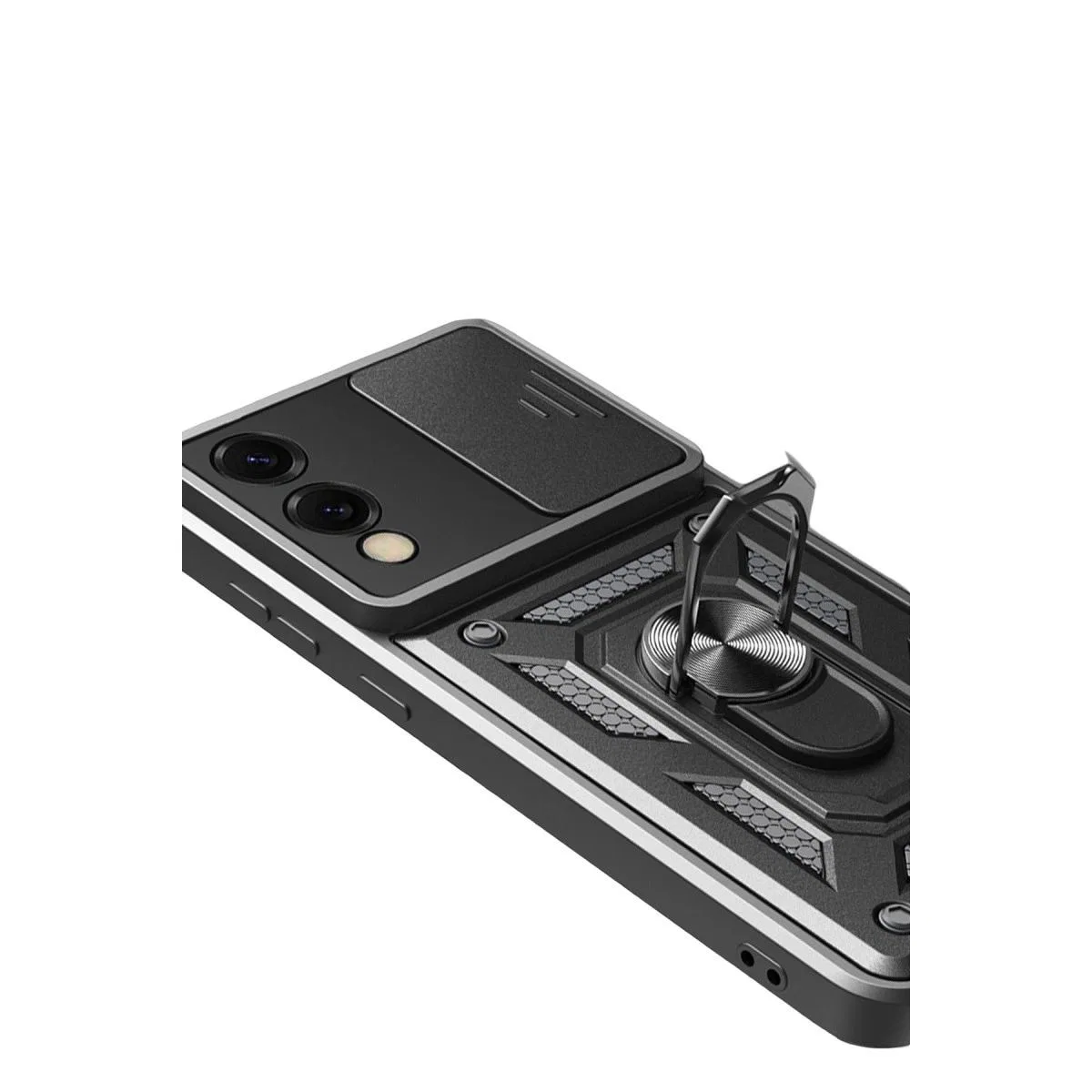 Samsung Galaxy S25 Edge Pars Lens Yüzüklü Silikon - Siyah görsel 4