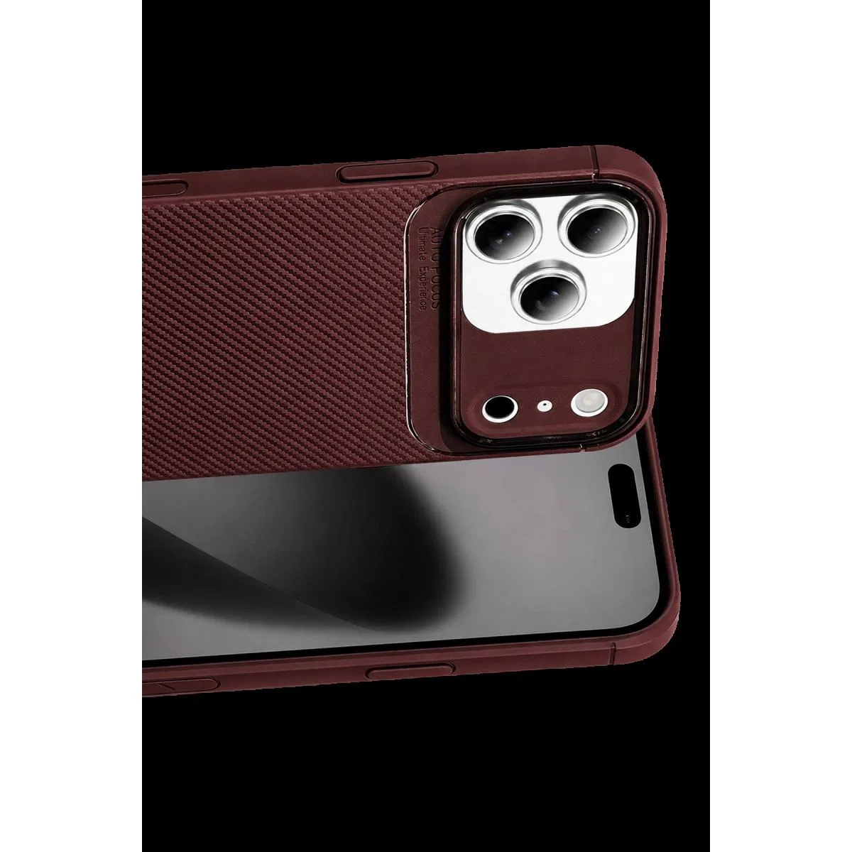 Apple İphone 17 Pro Max Auto Focus Karbon Kapak - Bordo görsel 2