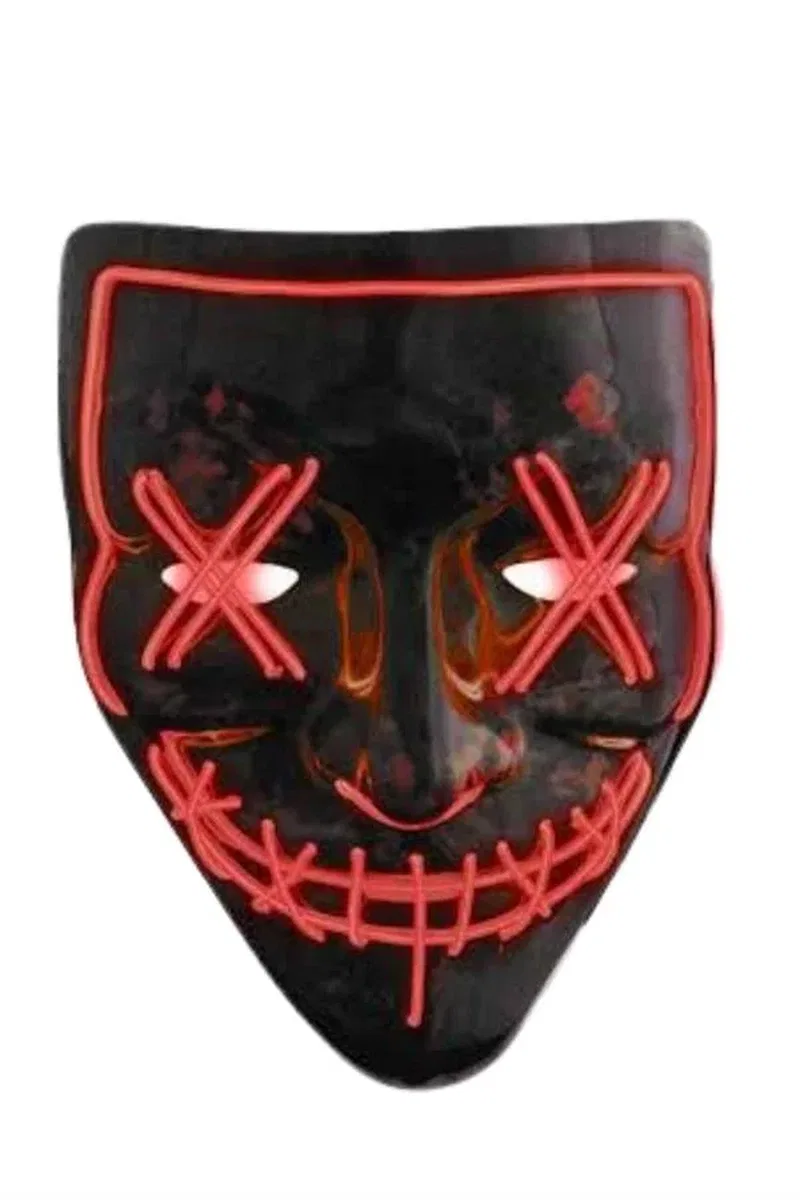 Hallowen Parti Maskesi Neon Led Işıklı Maske 3 Modlu Cadılar Bayramı Maskesi görsel 3