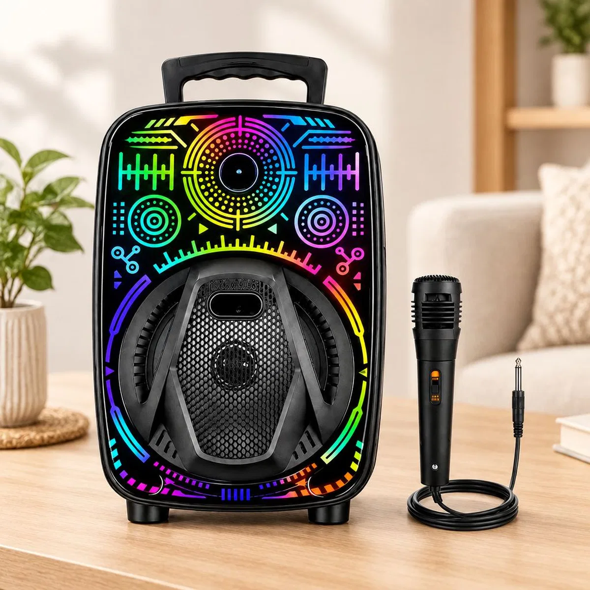 Karaoke Bluetooth hoparlör mikrofonlu 8 inç RGB