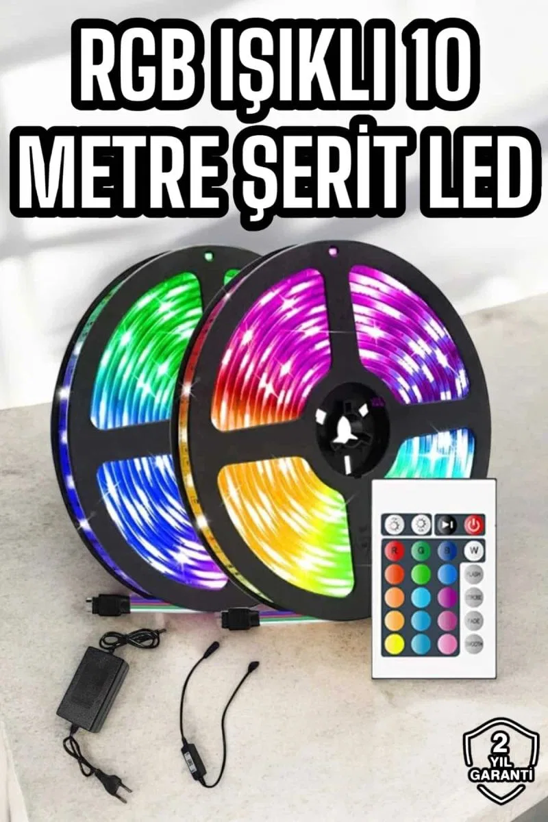 Yeni Nesil Rgb Işıklı 10metre Şerit Led Kumandalı Kullanım