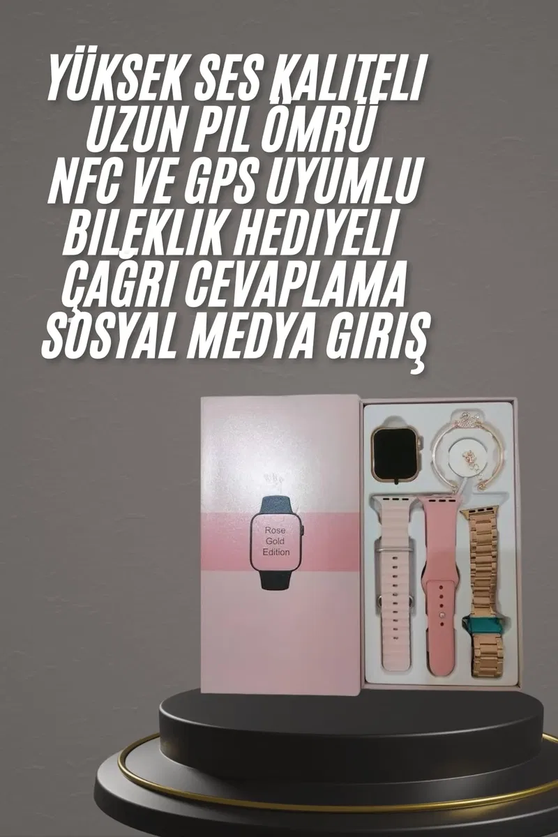 Yeni Nesil Kadın Akıllı Saat Rose Gold Android ve İos Uyumlu görsel 2
