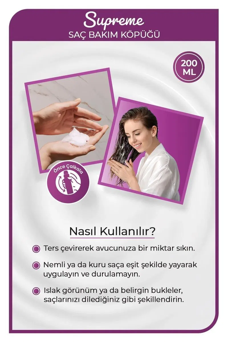 Supreme Saç Köpük 200 ML - Nemlendirme - mrfs görsel 3