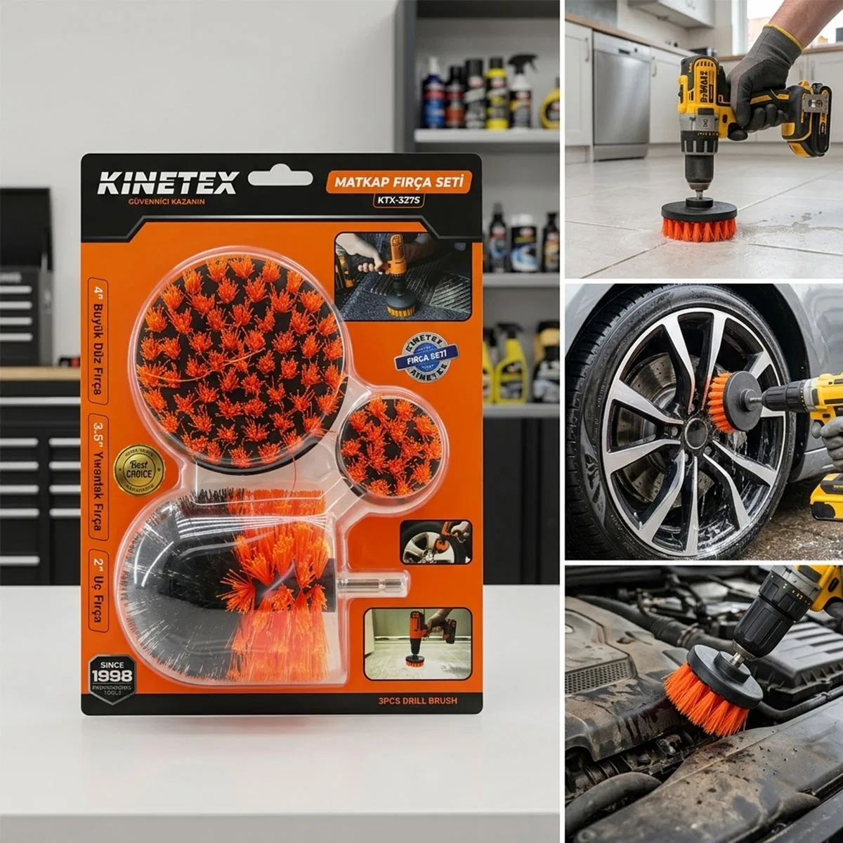 Matkap fırçası 3'lü set (4 inç, 3. 5 inç, 2 inç) görsel 3