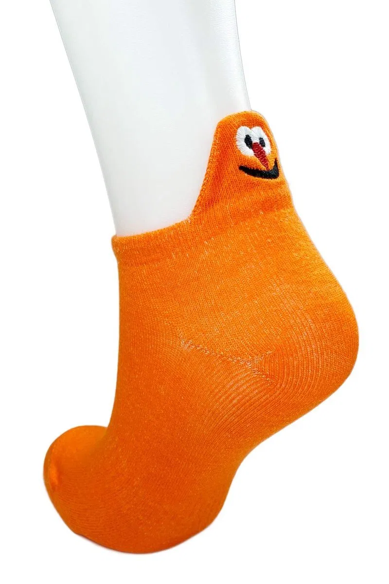 6 Çift Emoji Desen Nakış Baskılı Kadın Pamuklu Bilek Çorap görsel 7