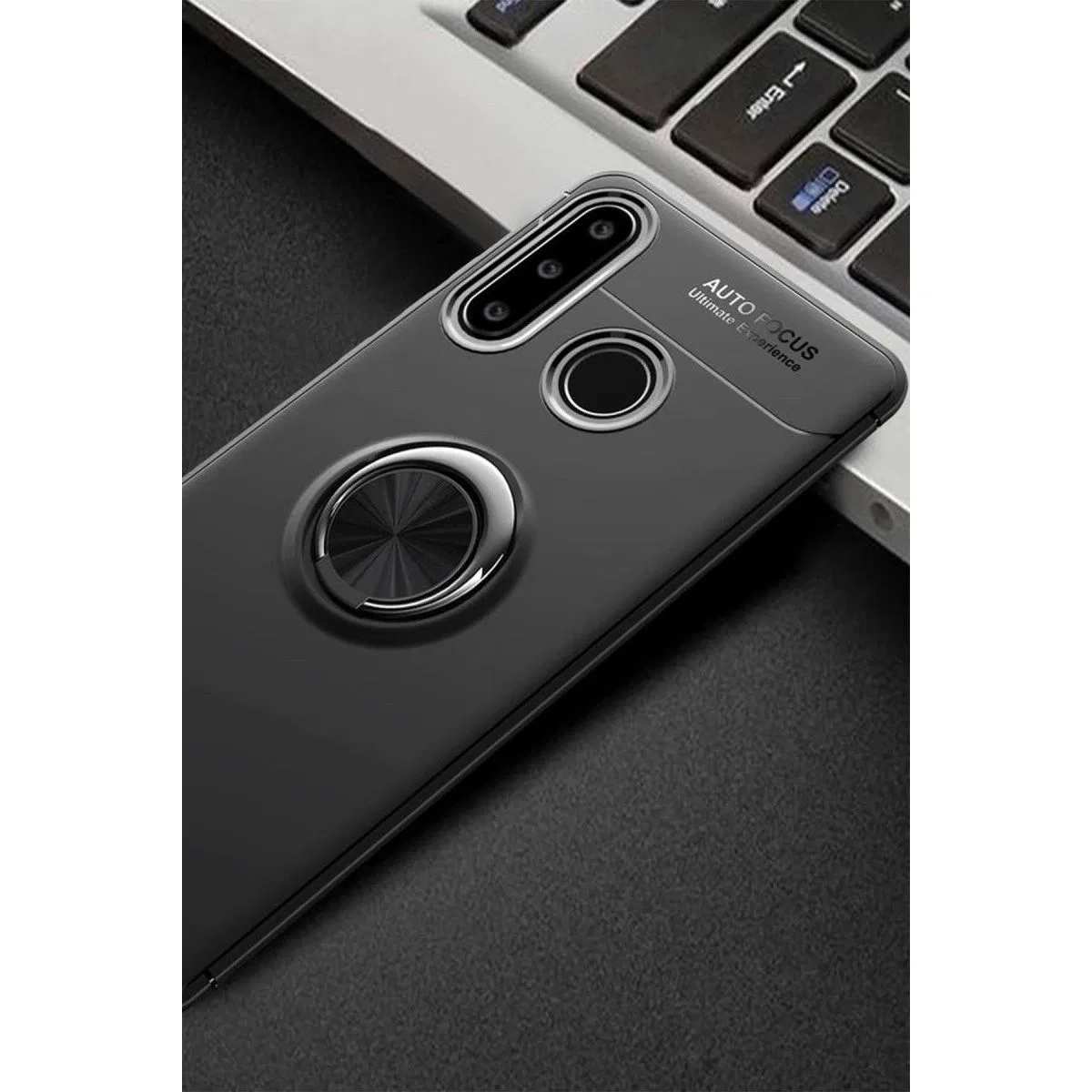 Huawei Y6p Kılıf Range Yüzüklü Silikon - Siyah görsel 2