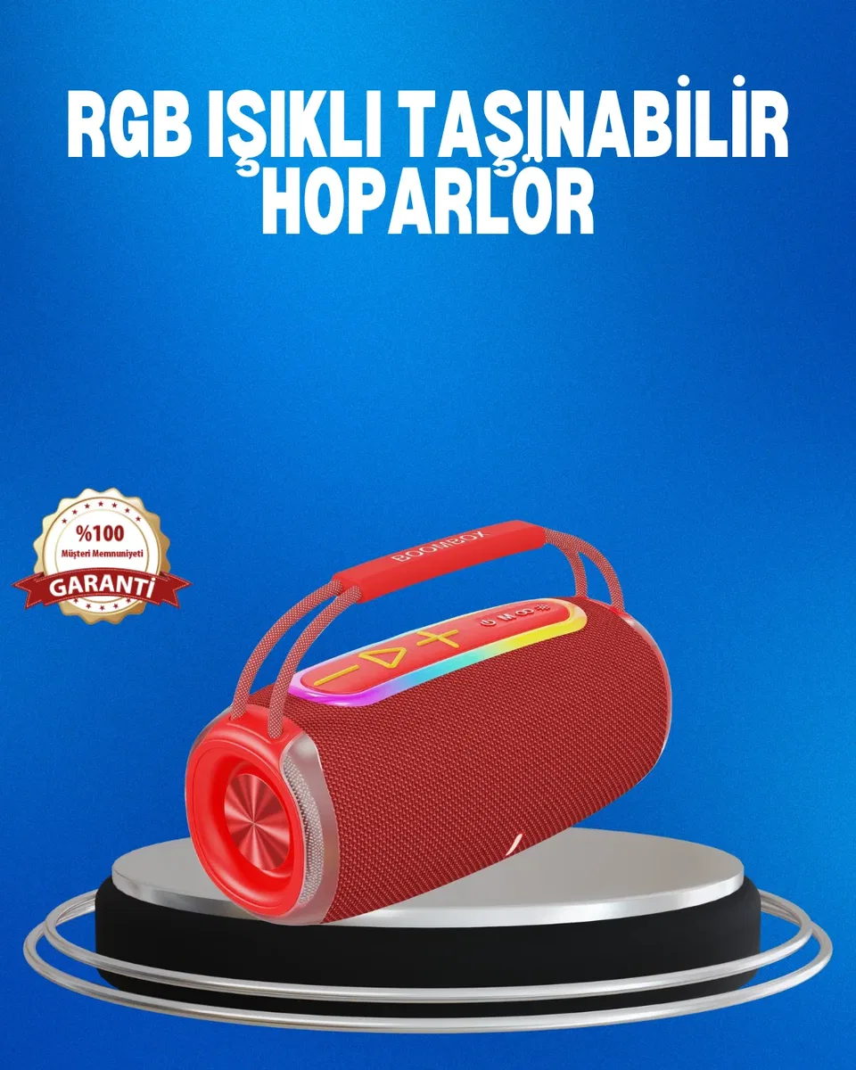 RGB LED Işıklı 20W Taşınabilir Hoparlör Bluetooth 5. 3 + Type-C Şarj