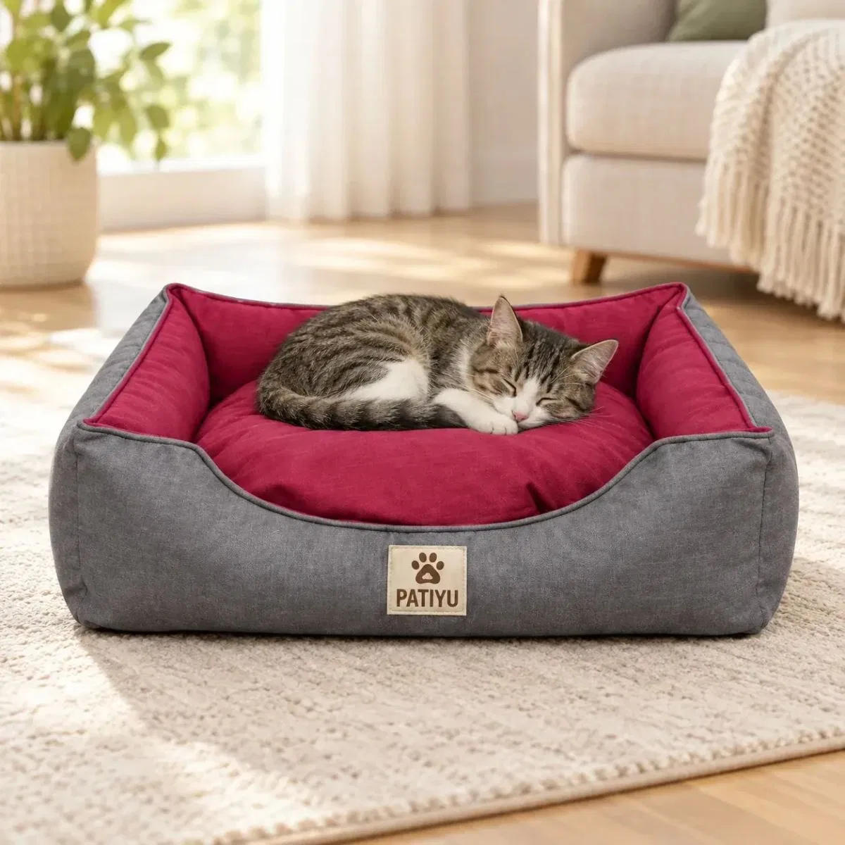 Kedi Köpek Yatağı Aura Premium Yatak - Bordo / Medium görsel 2