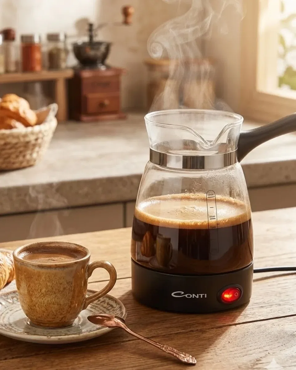 Elektrikli Cam Kahve Makinesi 650W 0. 5 Litre Kapasiteli Türk Kahvesi Makinesi