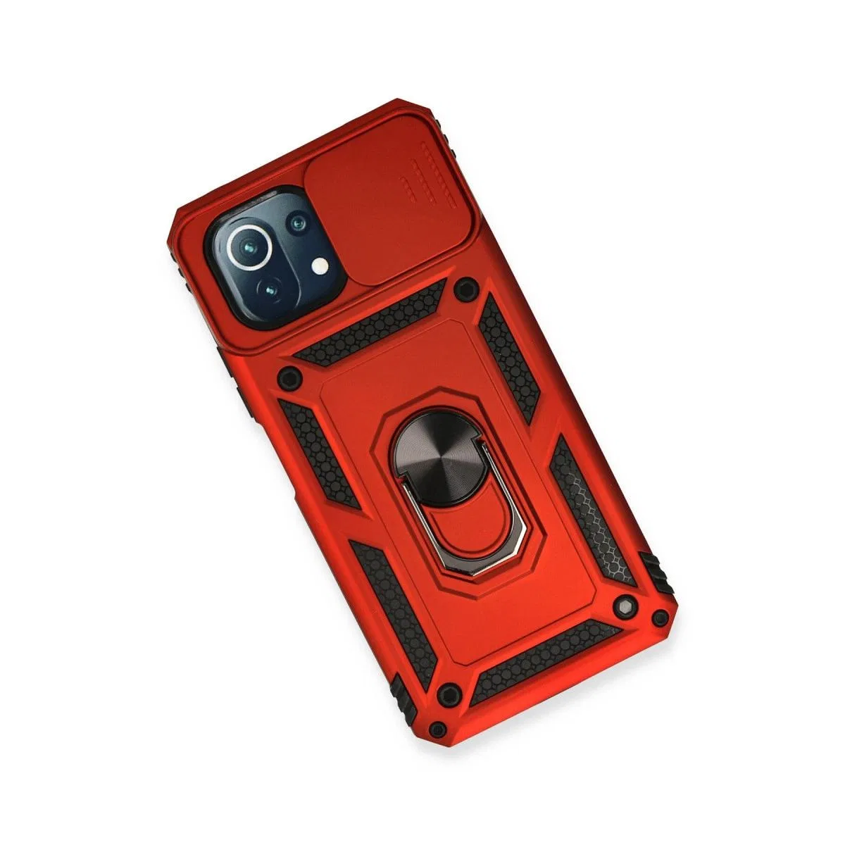 Xiaomi Mi 11 Lite Kılıf Pars Lens Yüzüklü Silikon - Kırmızı görsel 3