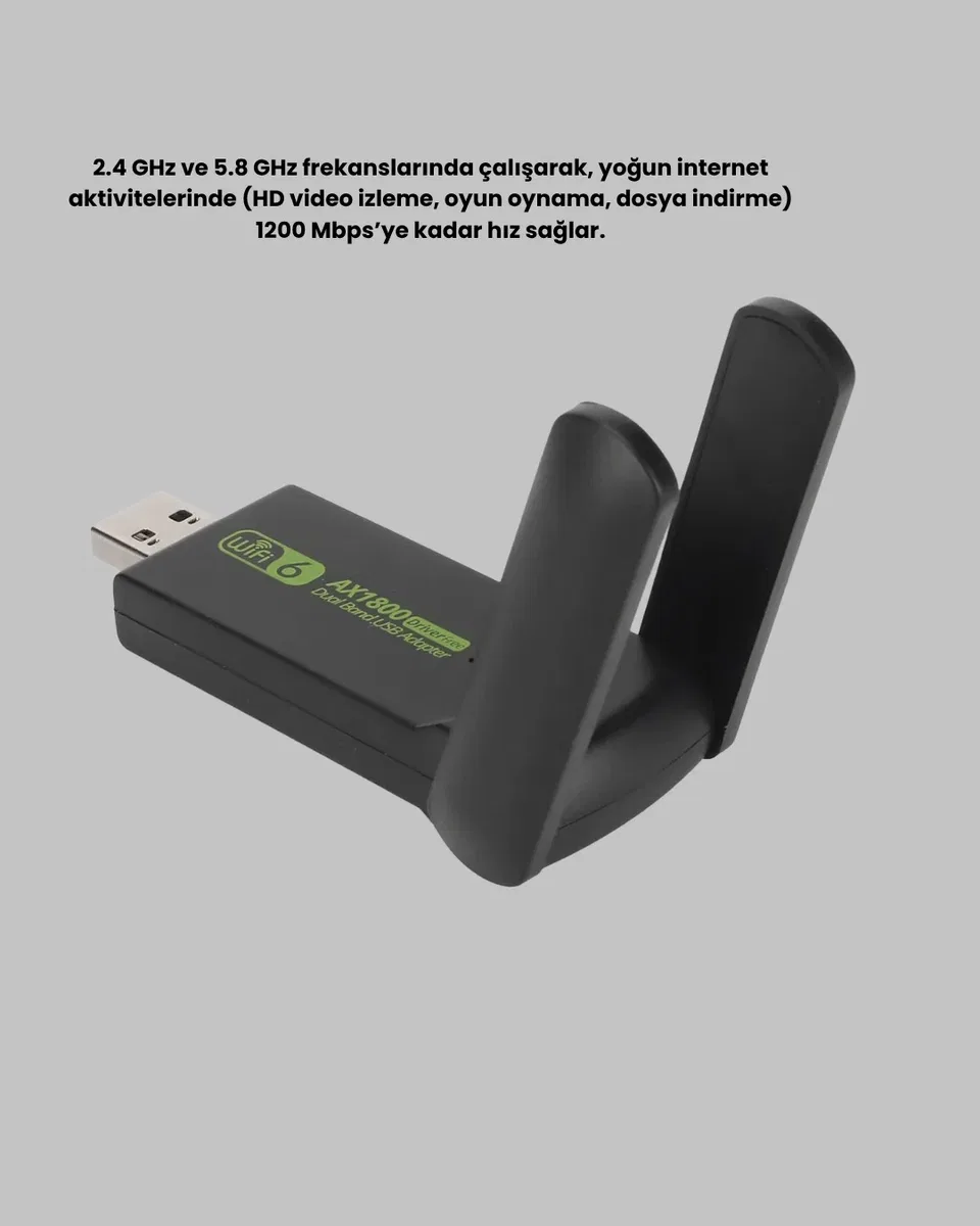 Dual Band USB WiFi Adaptör – 1200 Mbps Hız görsel 3