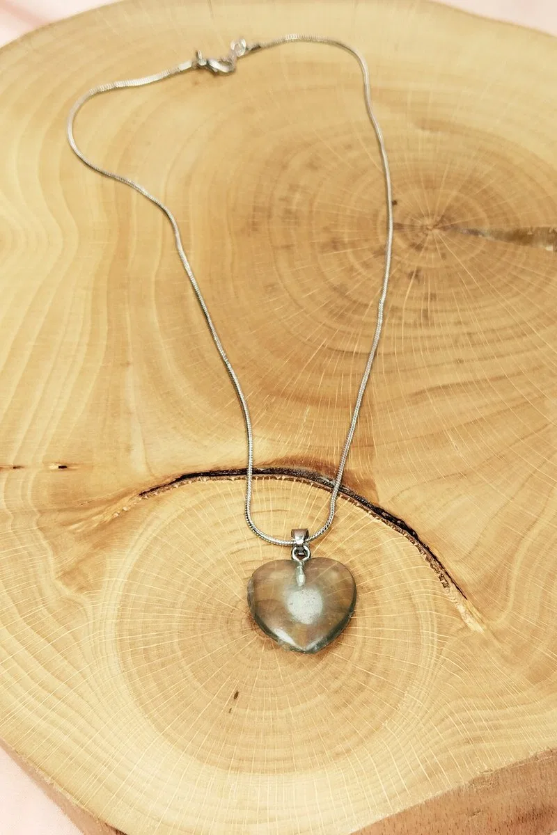 Florit Doğal Taşı Zincirli El Yapımı Kolye Uç: 2 cm Zincir: 20 cm Kutulu görsel 6