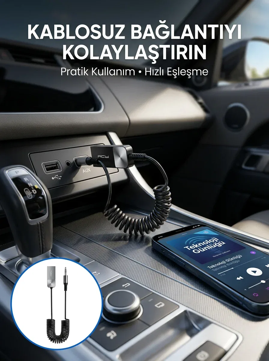 AUX Girişli Cihazlar İçin Kablosuz Bluetooth Adaptörü