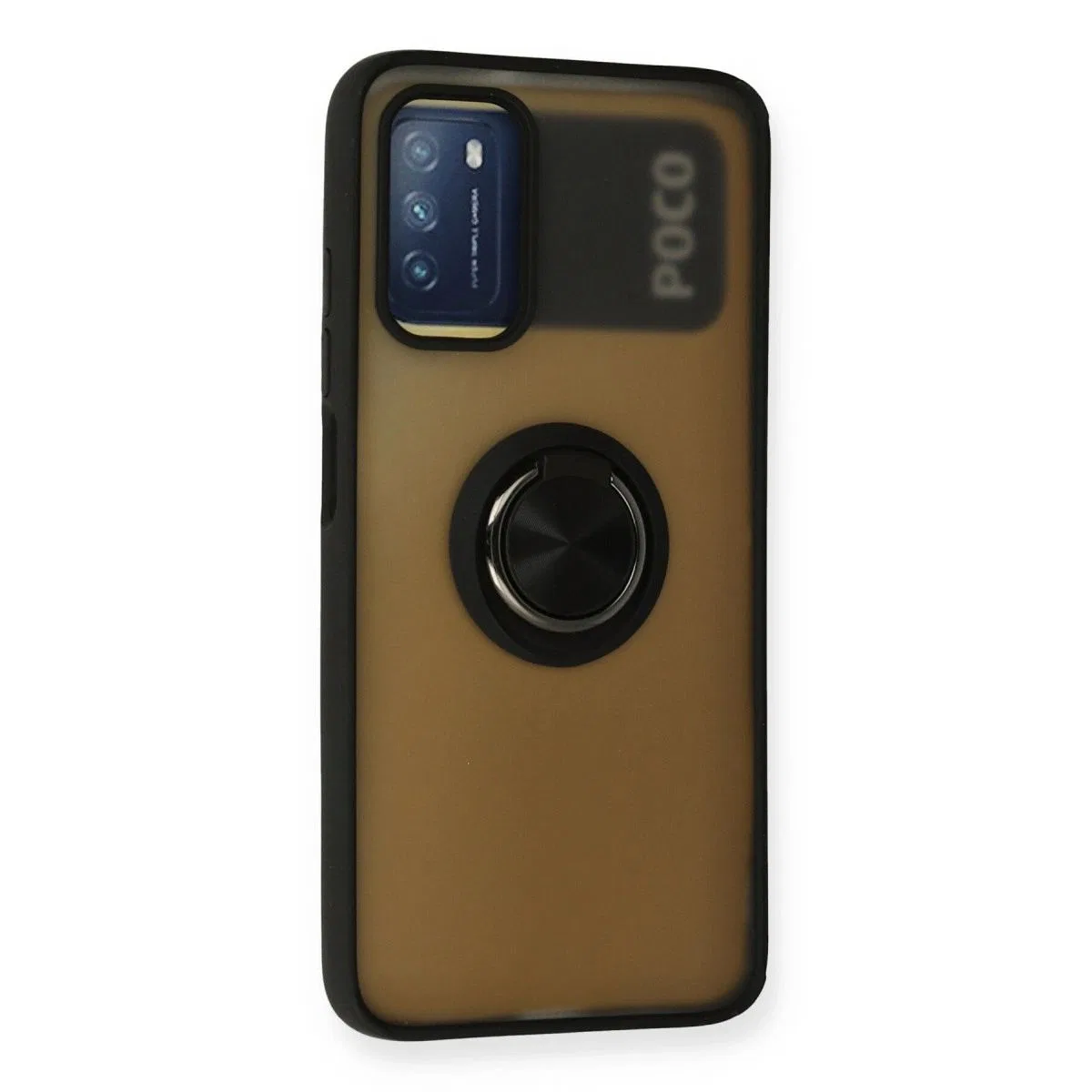 Xiaomi Redmi 9t Kılıf Montreal Yüzüklü Silikon Kapak - Siyah görsel 2