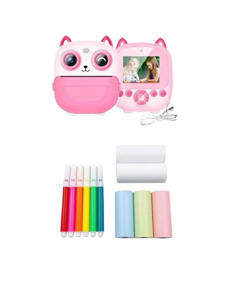 Çocuklar İçin Baskılı Mini Kamera 6 Kalem 5 Kağıt Rulosu Hediyeli Eğlenceli Fotoğraf Makinesi görsel 5
