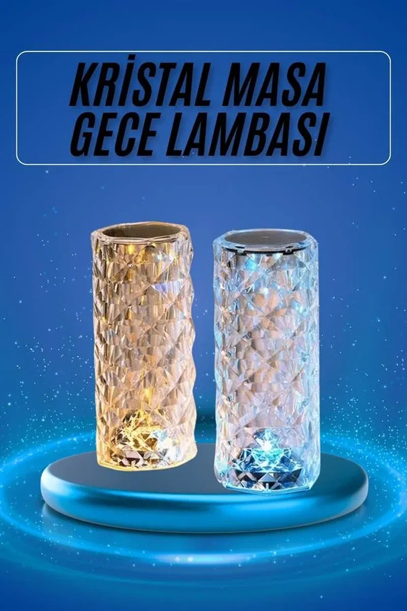 Yeni Nesil Modern Kristal Masa ve Gece Lambası Dokunmatik Renk Değiştirebilen görsel 2