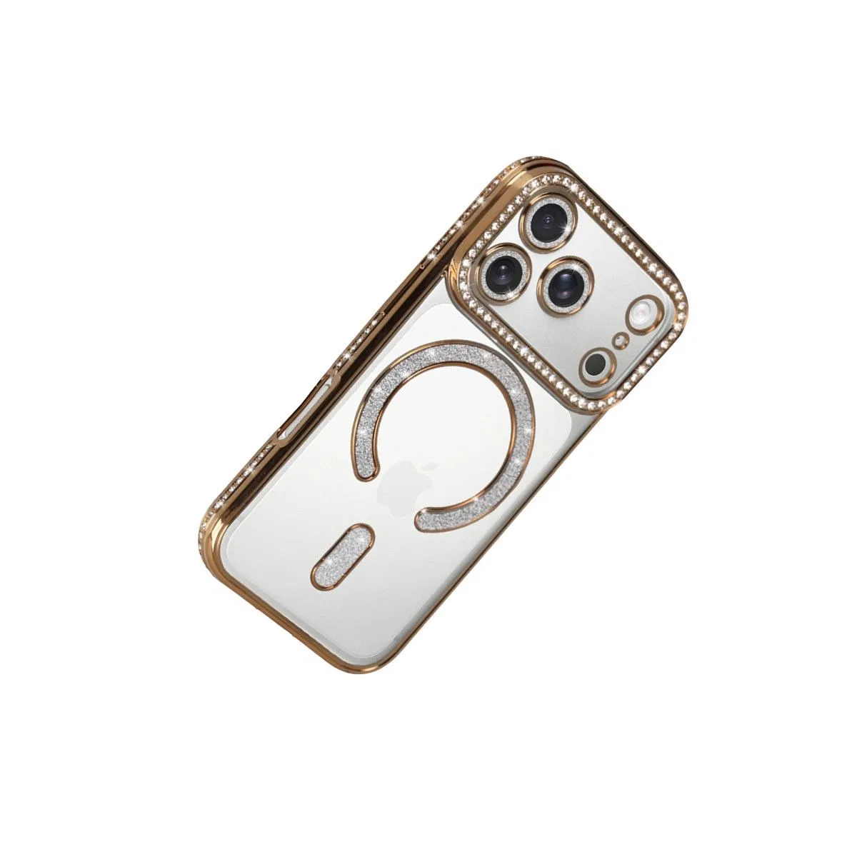 Apple İphone 17 Pro Joke Simli Magneticsafe Kılıf - Gold görsel 4