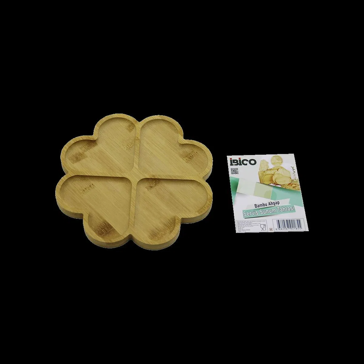 Bambu Yuvarlak 4 Bölmeli Sunum Tepsisi 21x1. 4 cm (36'lı Paket) görsel 2