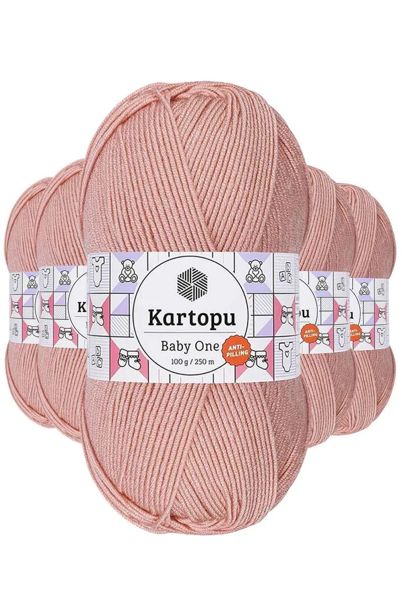 5 Adet Baby One Tüylenmeyen El Örgü İpi Yünü Pudra K258