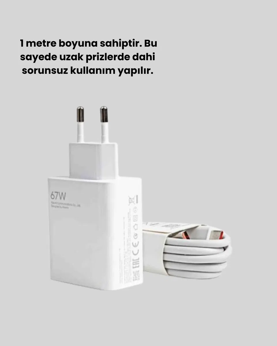 67 Watt Type C Şarj Adaptörü Poco X3 X4 X5 Pro Uyumlu görsel 2