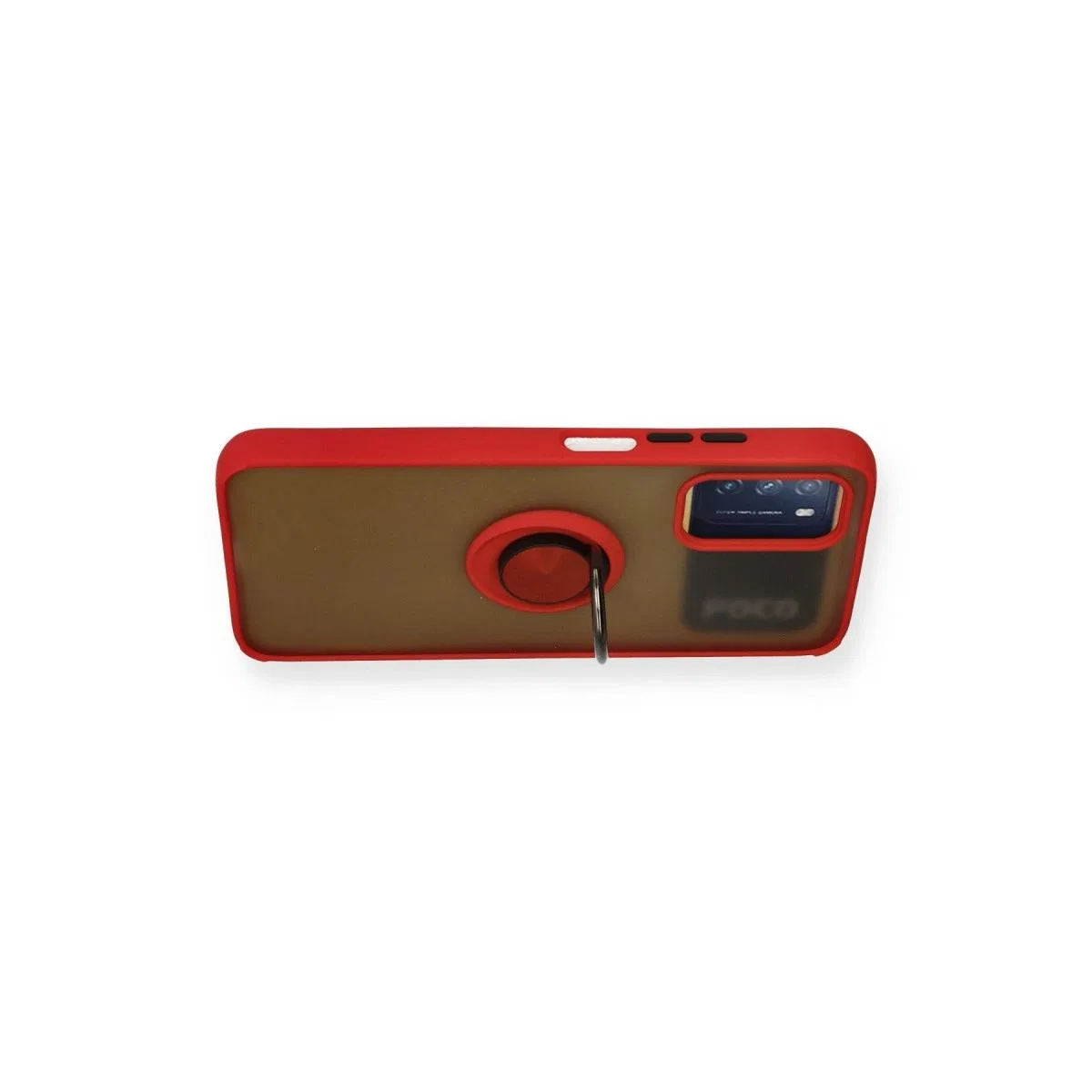 Xiaomi Redmi 9t Kılıf Montreal Yüzüklü Silikon Kapak - Kırmızı görsel 3