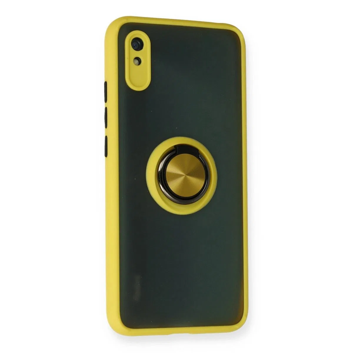 Xiaomi Redmi 9a Kılıf Montreal Yüzüklü Silikon Kapak - Sarı görsel 2
