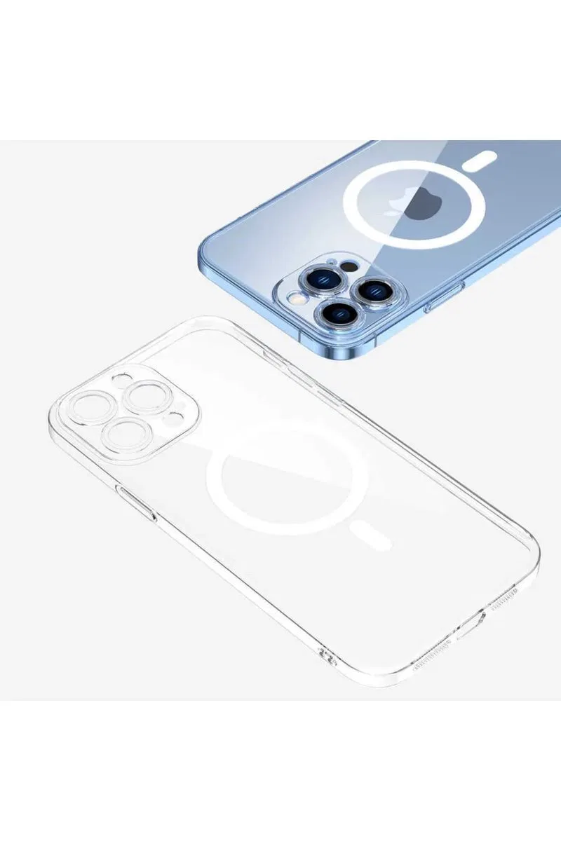 Iphone 13 Pro Max Kılıf Kamera Lens Korumalı Magsafe Destekli Şeffaf Darbe Emici Sert Kapak görsel 3