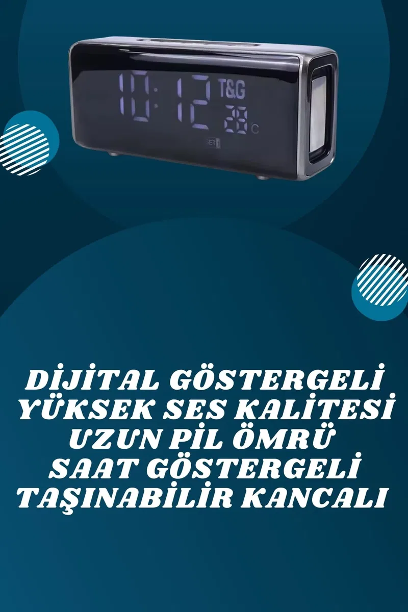 Dijital Göstergeli Bluetooth Hoparlör Speaker Taşınabilir Kancalı Saat Göstergeli görsel 4