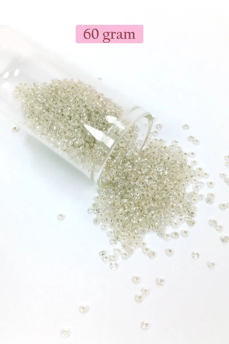 Dökme Cam Kum Boncuk (11/0) 2 mm - 60 Gram - Şeffaf - BNC069