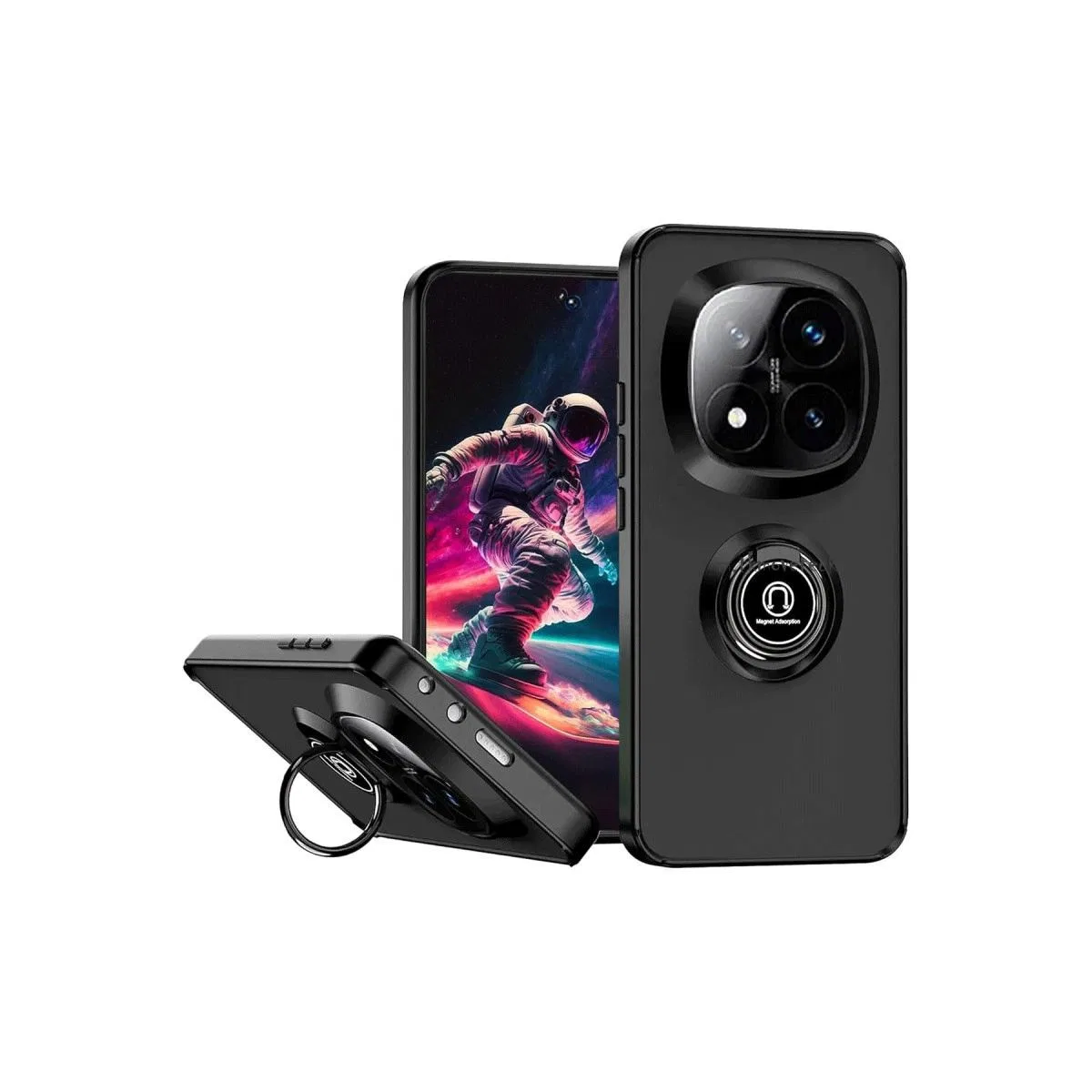 Xiaomi Redmi Note 14 Pro 4g Kılıf Montreal Yüzüklü Silikon Kapak - Siyah