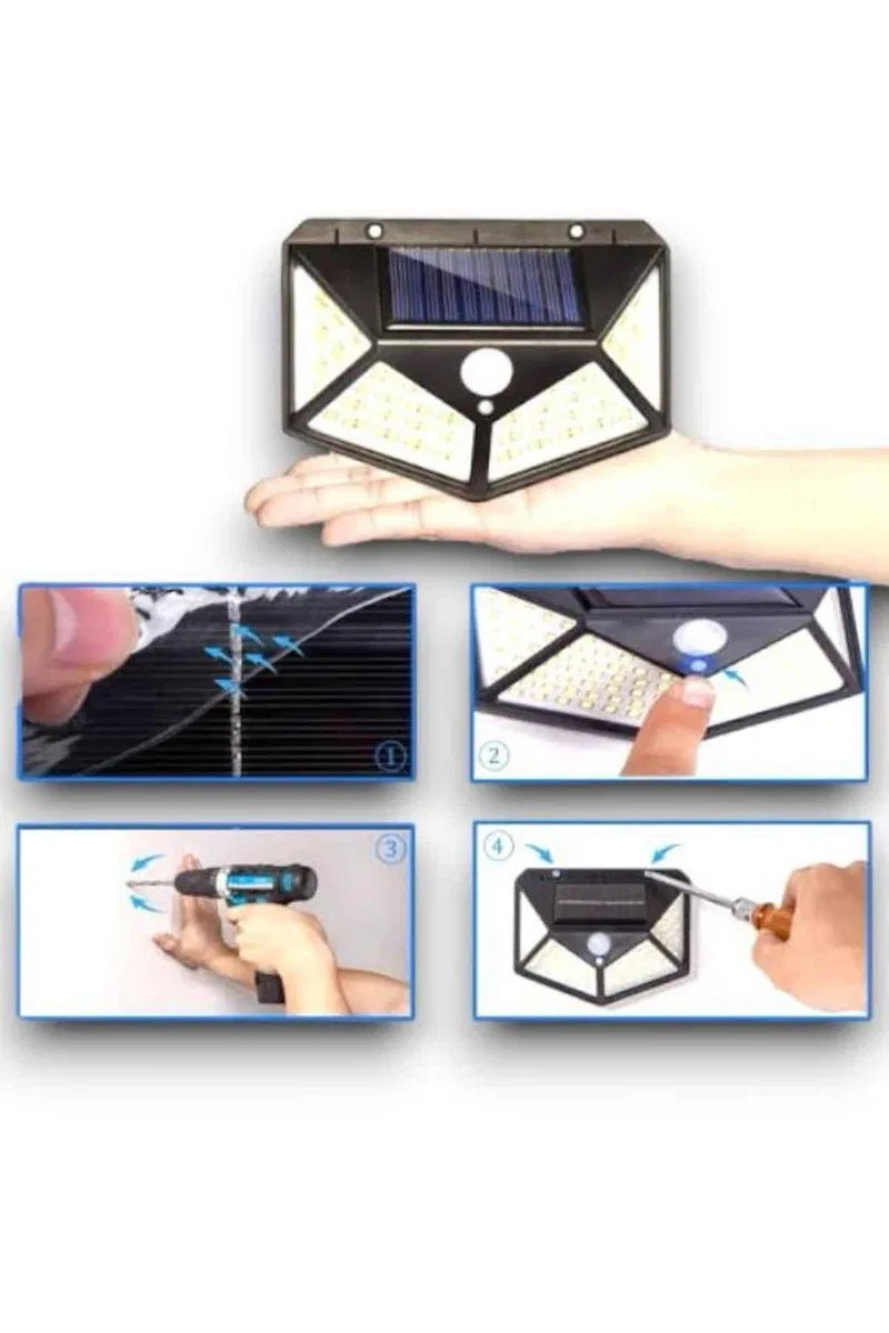 Güneş Enerjili Bahçe Lambası 100 Led Bahçe Lambası Bahçe Aydınlatma görsel 5