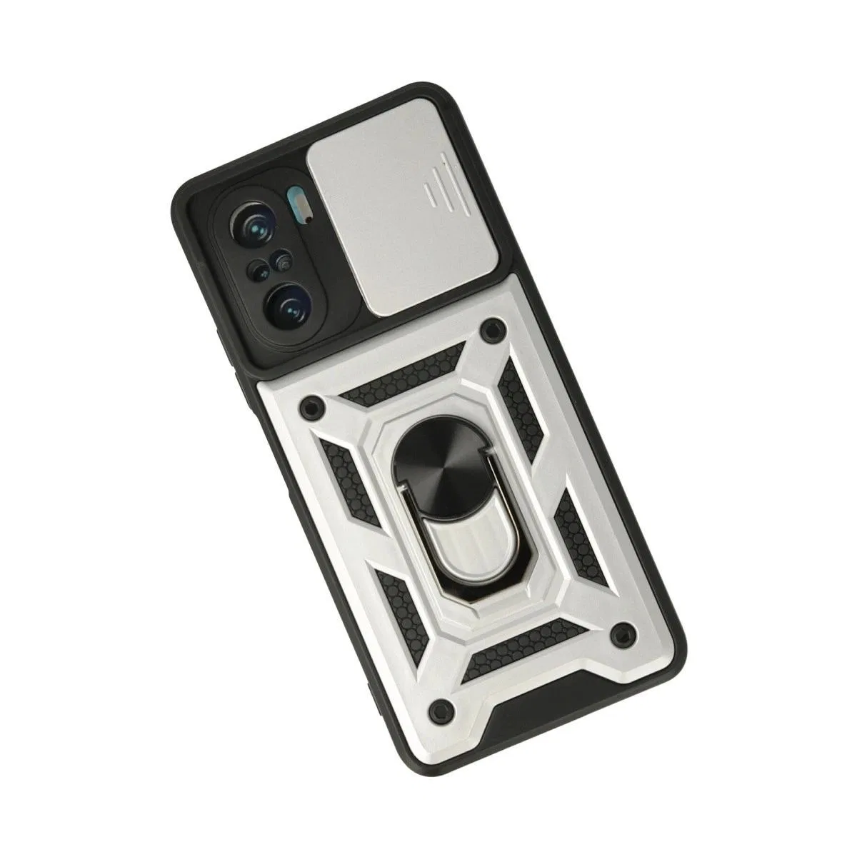 Xiaomi Poco F3 Kılıf Pars Lens Yüzüklü Silikon - Gümüş görsel 2