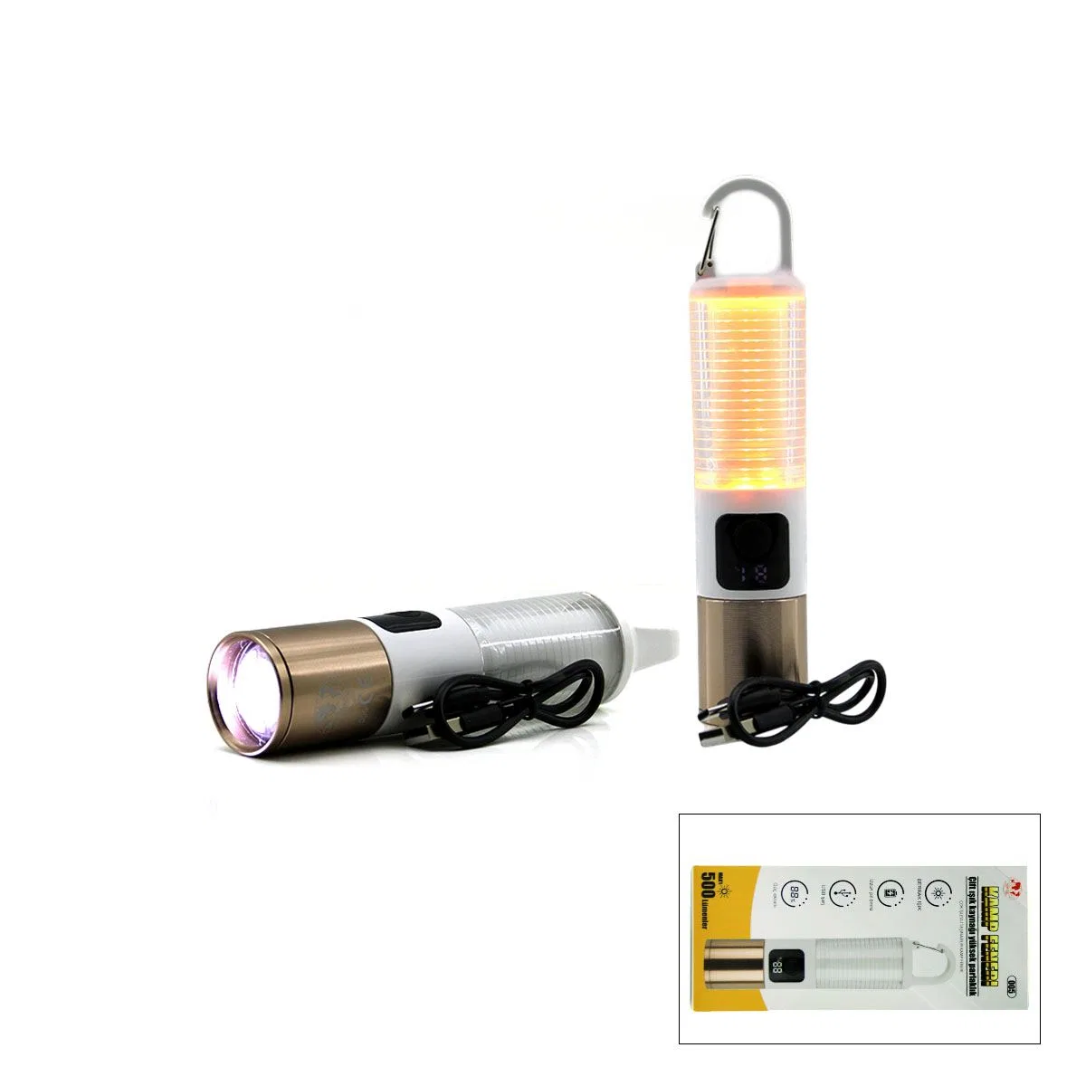 USB Şarjlı Zoom El Feneri - 6 Modlu (Kamp & Çok Amaçlı) görsel 3