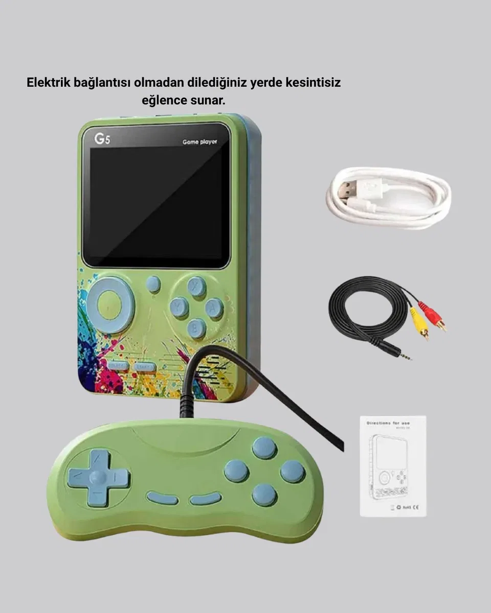 500 Oyunlu G5 Retro Mini Oyun Konsolu 3 İnç Ekran ve TV Desteği görsel 3