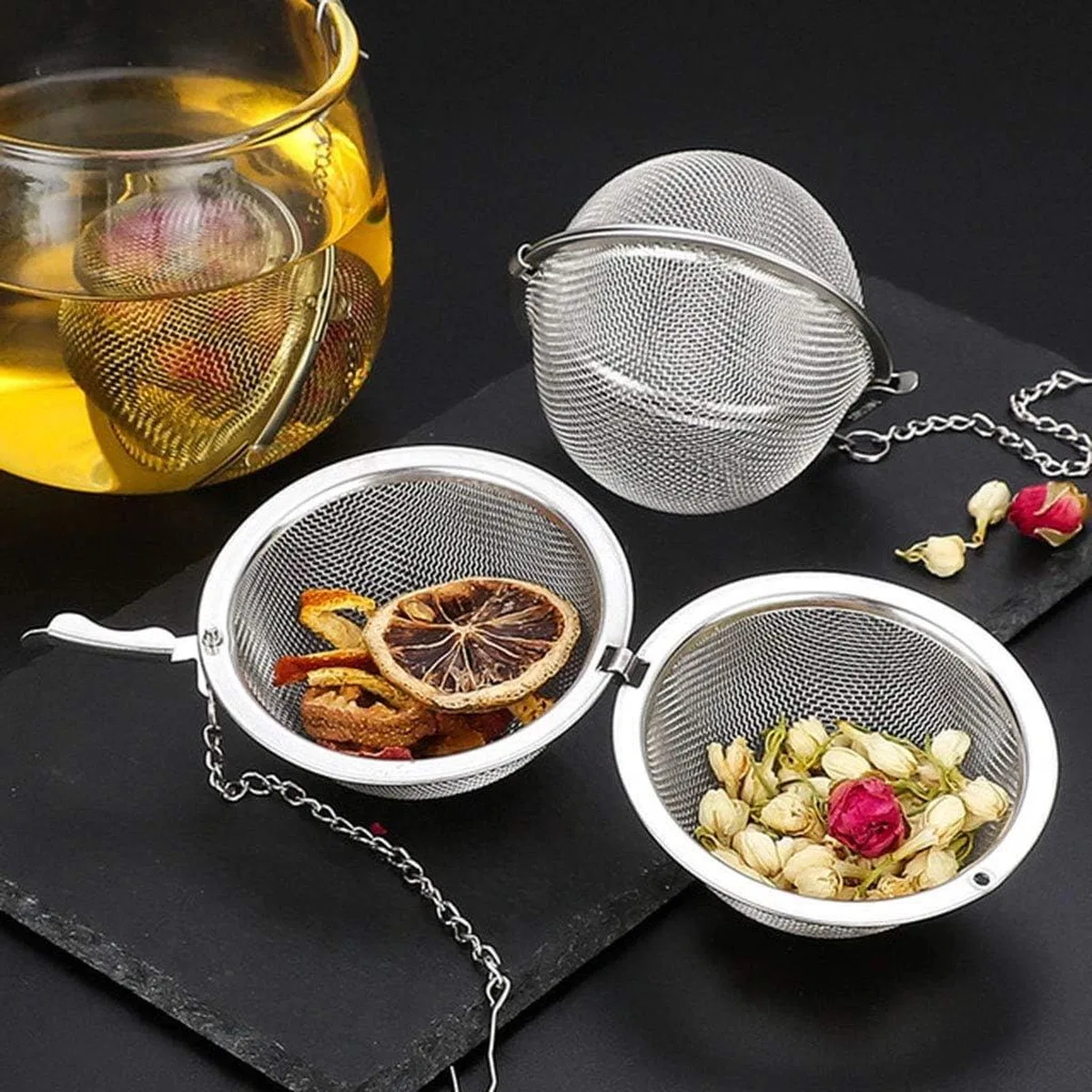 Paslanmaz Çelik Çay Demlik Küre Kilitleme Çay Topu görsel 2