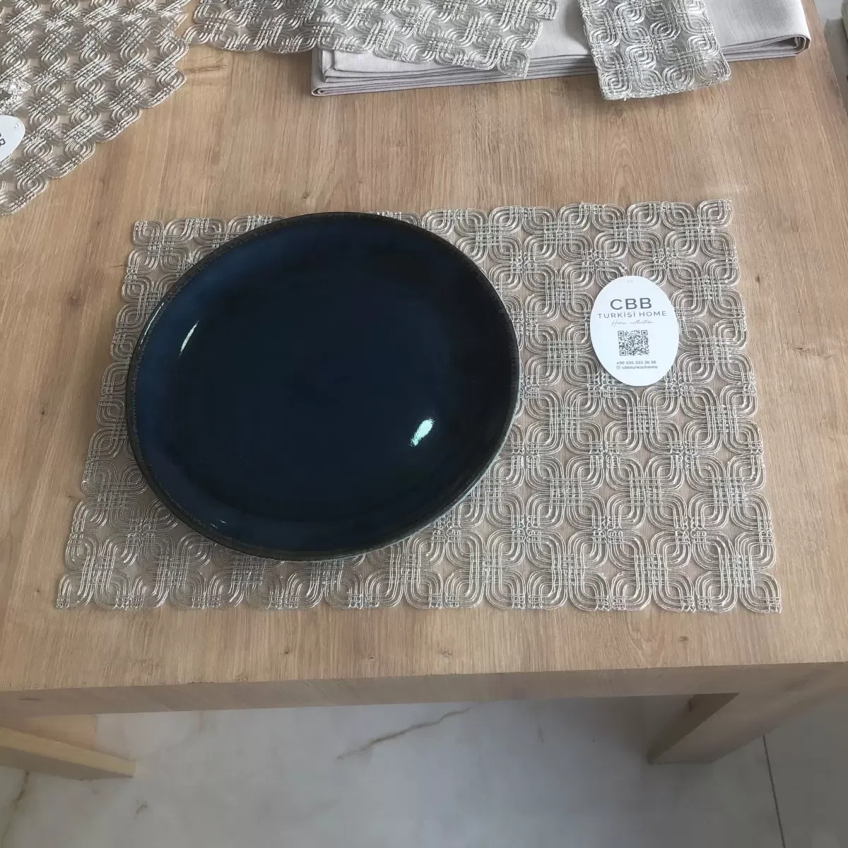 Sofra Takımı Orion Gardenya Keten Yemek Takımı 160x260 Masa Seti 26 Parça Runner Set Platin görsel 2